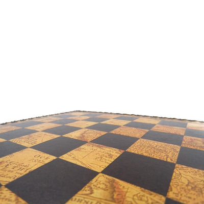 Xadrez metálico exclusivo Italfama 28x28 cm com possibilidade de gravação personalizada, tabuleiro castanho-preto, peças dourado-prateadas