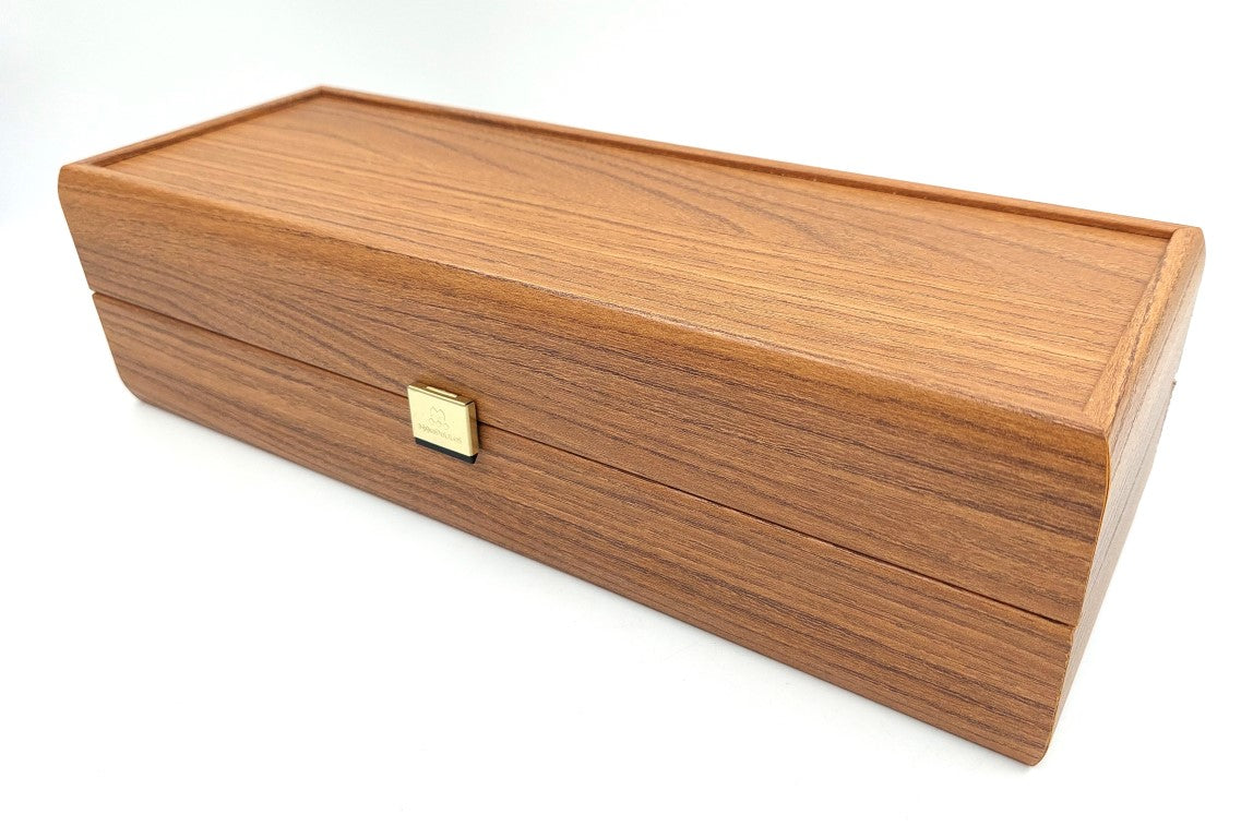 Caixa de madeira exclusiva para garrafa de vinho BWXL30 com possibilidade de personalização por gravação, nogueira, ideal para presente, dimensões 35x14x10 cm