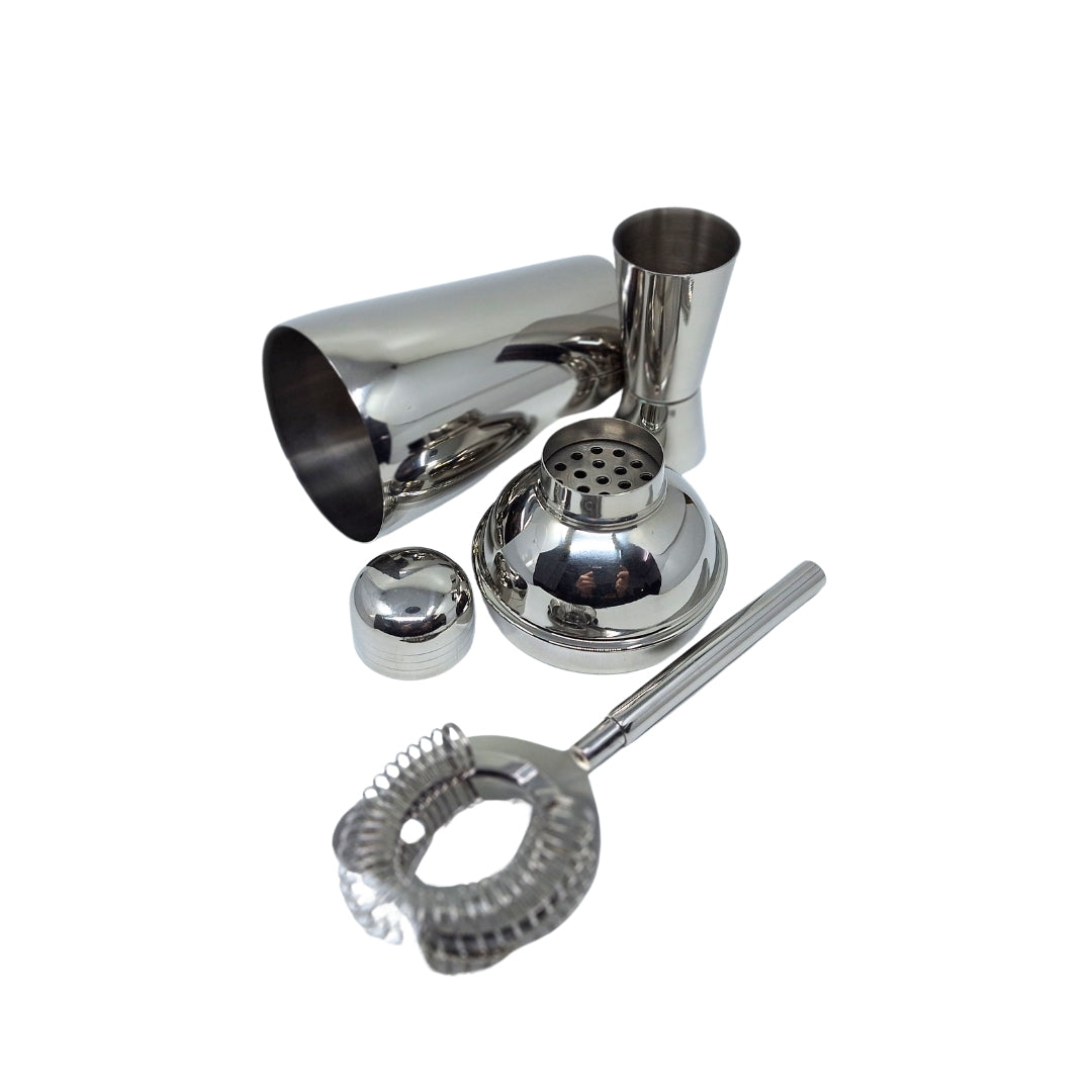 Conjunto de Bar Steel 3 peças com possibilidade de personalização por gravação - Shaker 750 ml, Jigger 15/30 ml, Coador - presente elegante para amantes de cocktails, aço inoxidável, cor prata