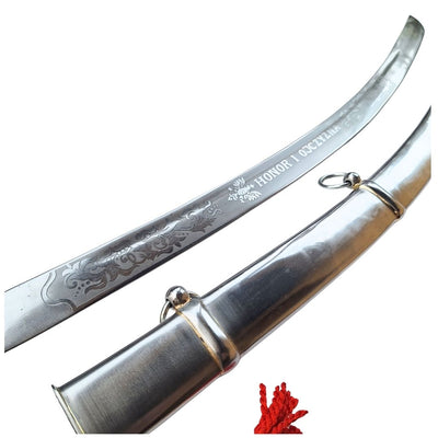 Réplica de sabre de cavalaria «Radziwiłłówka» de 1917 com a inscrição «Honra e Pátria» - gravação personalizada, presente elegante, aço não temperado, comprimento de 91 cm