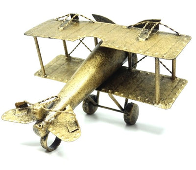 Avião Biplano Retro NC1389 em Metal com Possibilidade de Personalização por Gravação