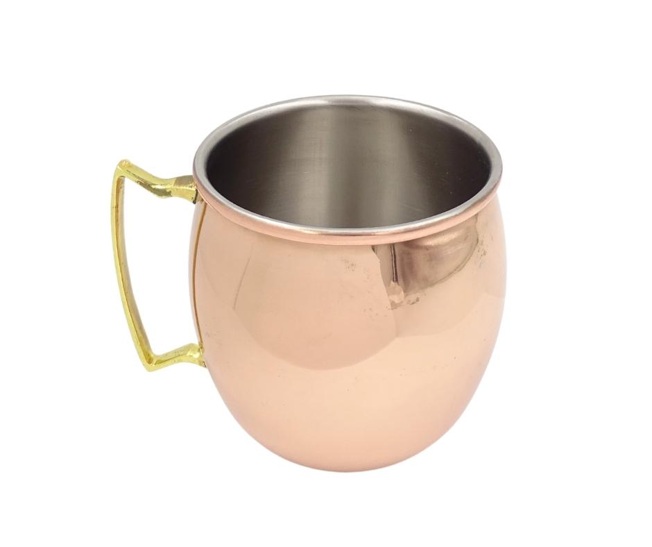 Caneca de Cobre em Aço Inoxidável 304 500ml com Possibilidade de Personalização por Gravação - Ideal para Presente - Altura 13,5 cm, Cor Cobre, Modelo MM7012