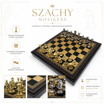 Xadrez Exclusivo de Latão Italfama 28x28 cm com Personalização por Gravação