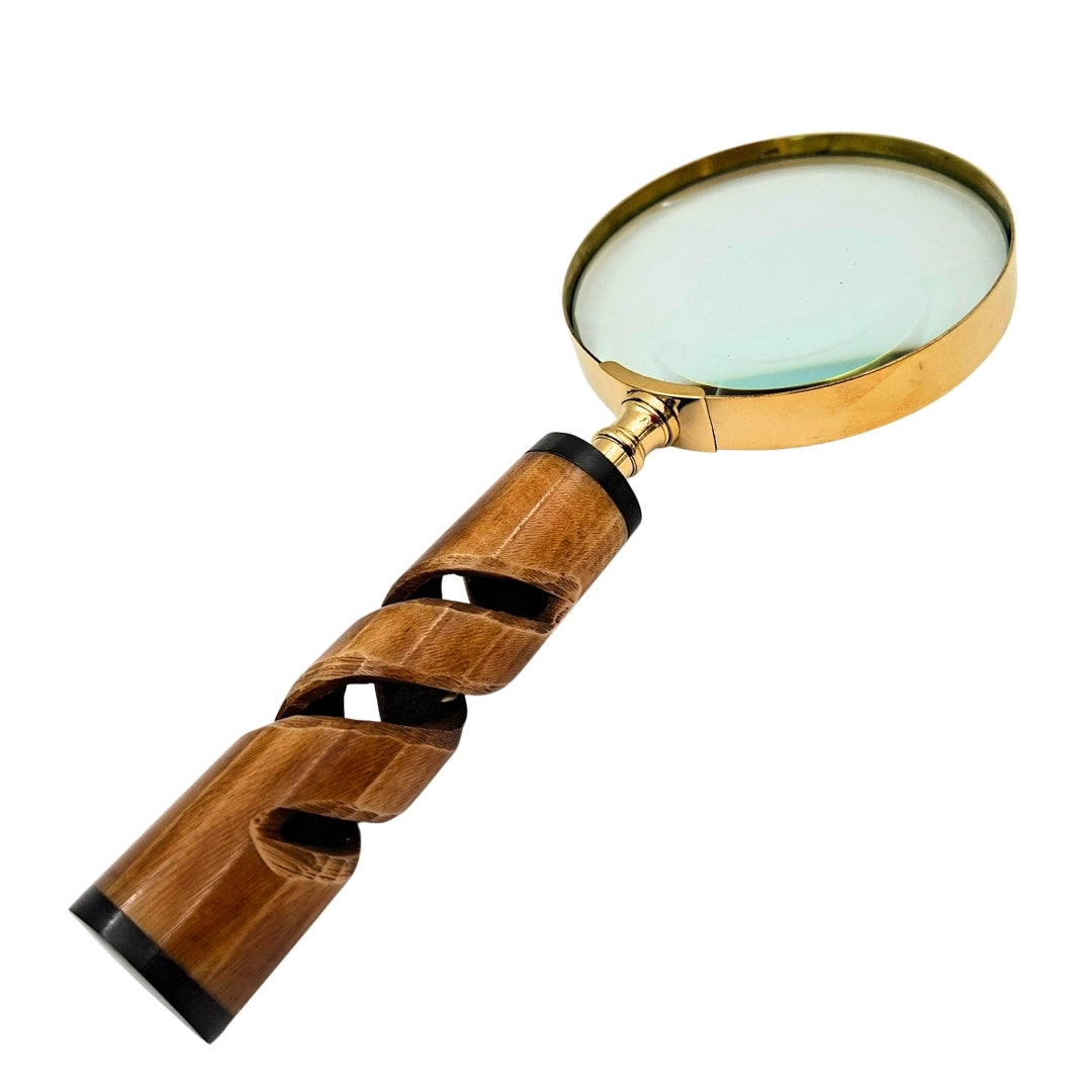 Lupa com Moldura de Latão e Cabo de Chifre NC2356 - Presente Elegante com Possibilidade de Personalização com Gravação, Ampliação 3,5x, Comprimento 18,5 cm, Diâmetro 7,5 cm