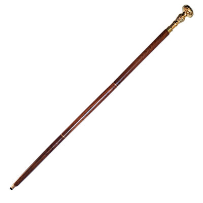 Bengala dobrável elegante com cabo de latão - bengala de madeira castanha com possibilidade de gravação - presente ideal para sénior com estilo retro - comprimento máximo 96 cm
