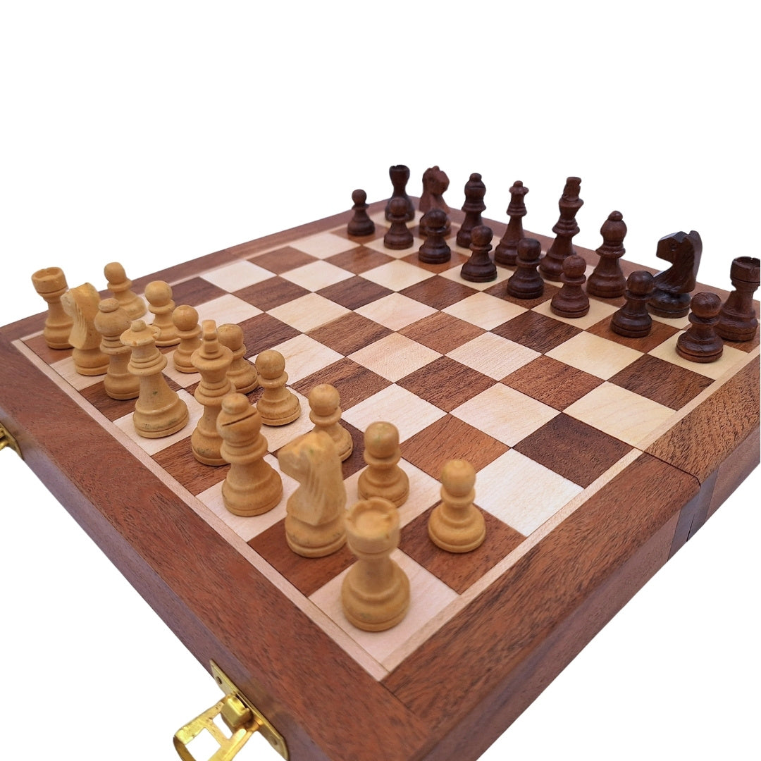 Xadrez magnético de madeira 30x30 cm dobrável G614 com gravação