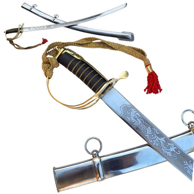 Réplica de sabre de cavalaria «Radziwiłłówka» de 1917 com a inscrição «Honra e Pátria» - gravação personalizada, presente elegante, aço não temperado, comprimento de 91 cm