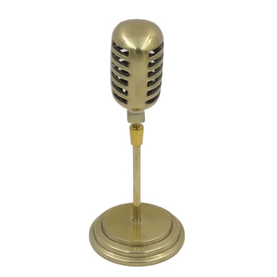 Estatueta microfone retro com possibilidade de personalização por gravação, dourada, 25 cm