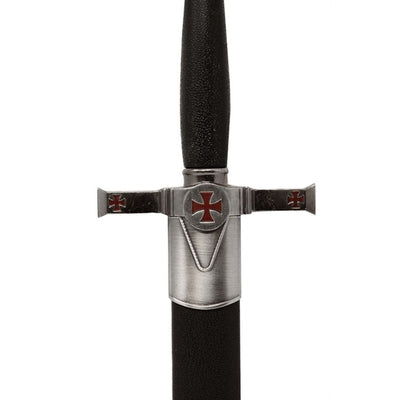 Adaga decorativa templária com bainha e gravação - réplica em aço inoxidável, 40 cm