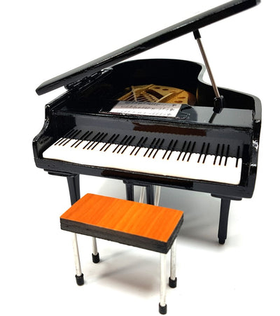 Mini piano com possibilidade de personalização por gravação, preto, feito à mão em balsa, escala 1:10, ideal para presente para pianistas e amantes de música, altura 8 cm
