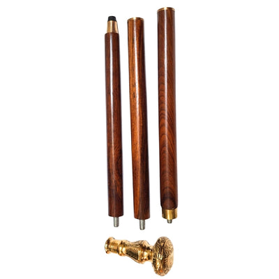Bengala dobrável elegante com cabo de latão - bengala de madeira castanha com possibilidade de gravação - presente ideal para sénior com estilo retro - comprimento máximo 96 cm