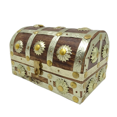 Caixa de Madeira para Diversos Objetos SE14 com Possibilidade de Personalização de Gravação, Castanha e Dourada, Ideal para Presente – 16x9,5x10 cm