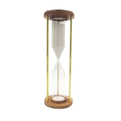 Ampulheta de latão e madeira, 30 min, personalizável com gravação — um presente elegante para qualquer ocasião, 30,5 cm de altura, areia branca, materiais clássicos