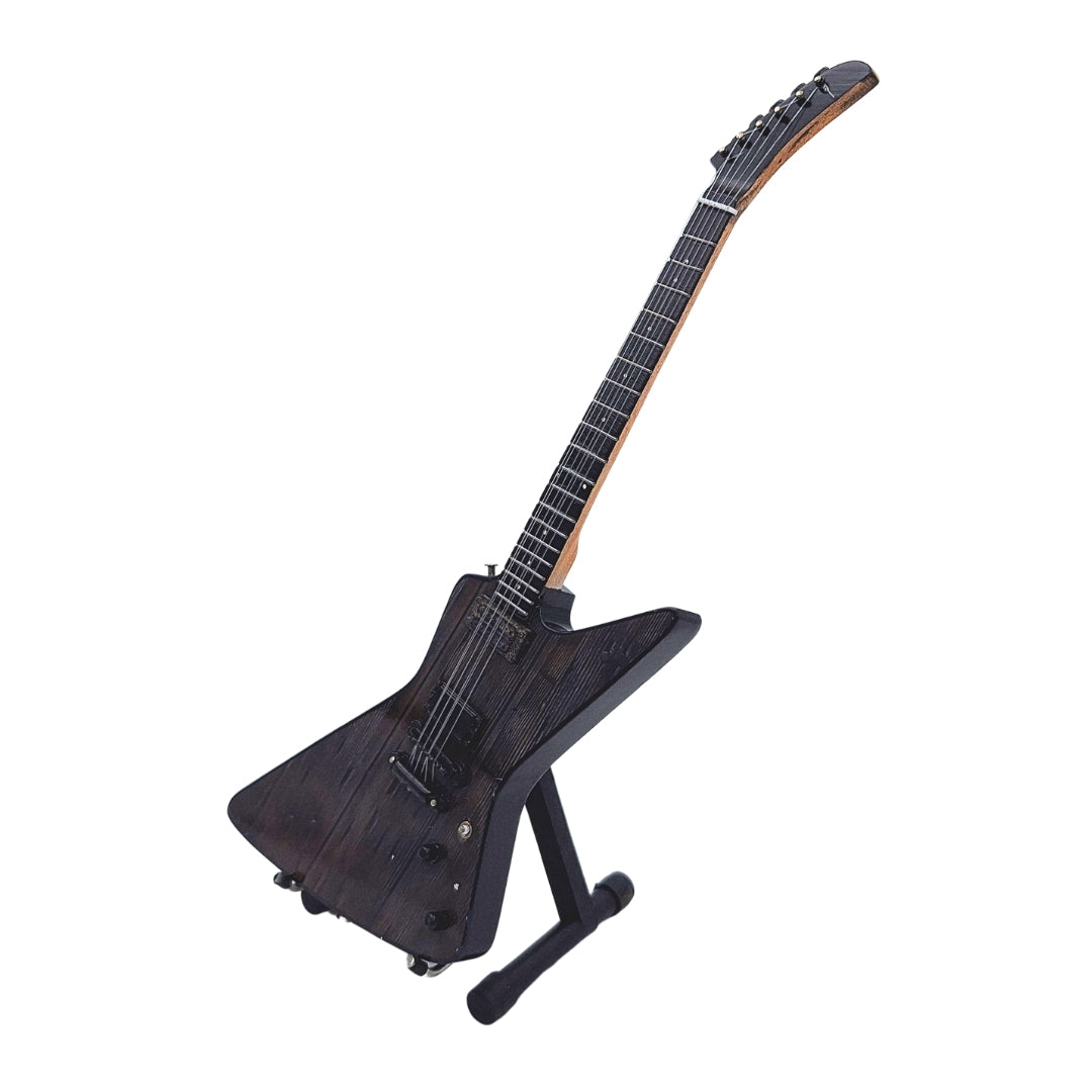 Mini Guitarra Metallica James Hetfield MGT-8860 com gravação - Decoração de Mogno 27,5 cm para Presente de Fãs de Rock e Colecionadores