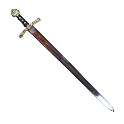 Réplica da Espada Excalibur do Rei Artur com Gravação – 98,5 cm, Lâmina de Aço, Empunhadura de Latão