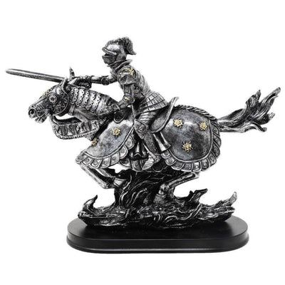 Figura Cavaleiro a Cavalo 31 cm – Polyresina Pintada à Mão com Possibilidade de Personalização por Gravação