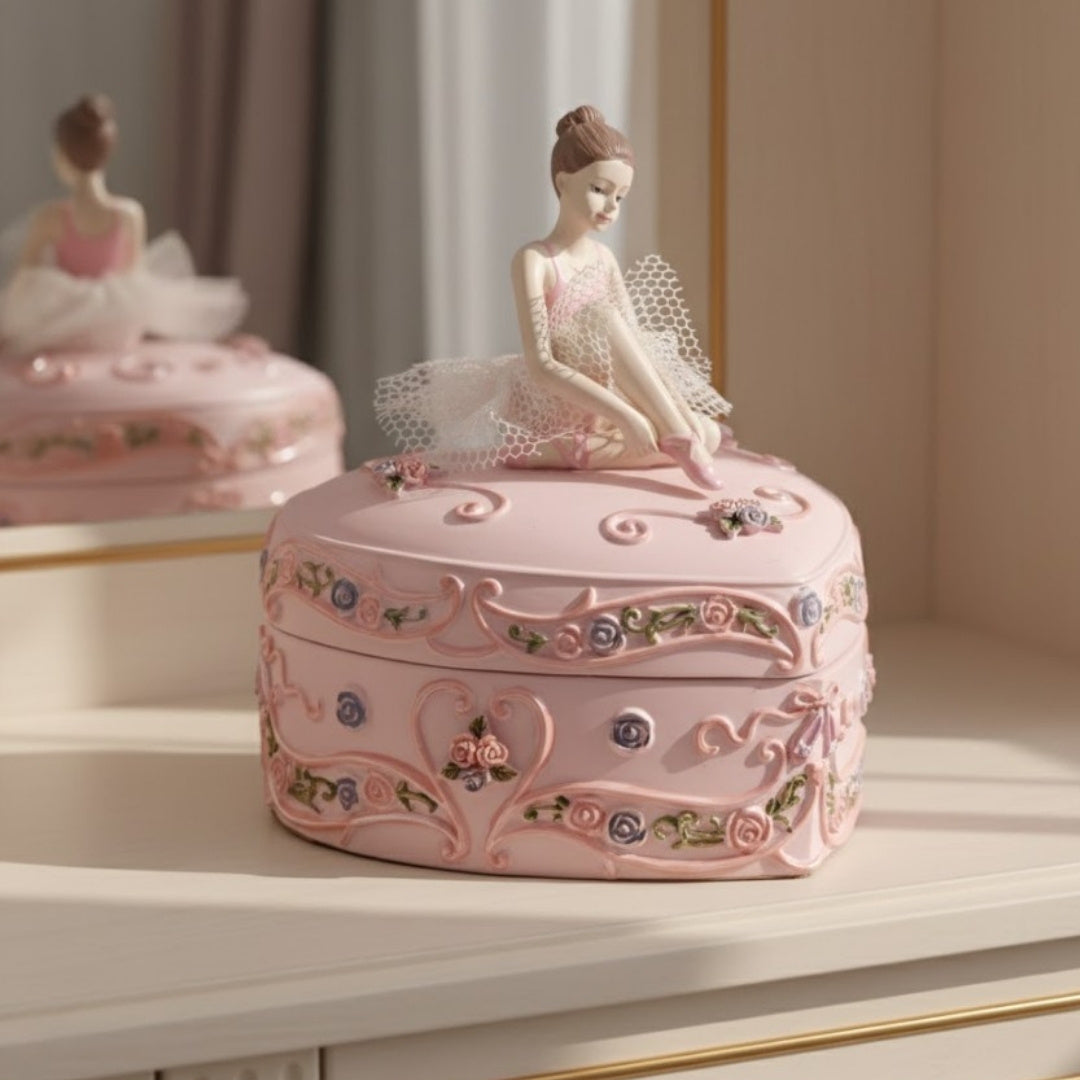 Caixa de Música Bailarina Coração Lago dos Cisnes com Possibilidade de Gravação Personalizada, Rosa, 12,5 cm, Presente Ideal para Aniversário ou Aniversário de Casamento