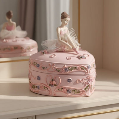 Caixa de Música Bailarina Coração Lago dos Cisnes com Possibilidade de Gravação Personalizada, Rosa, 12,5 cm, Presente Ideal para Aniversário ou Aniversário de Casamento
