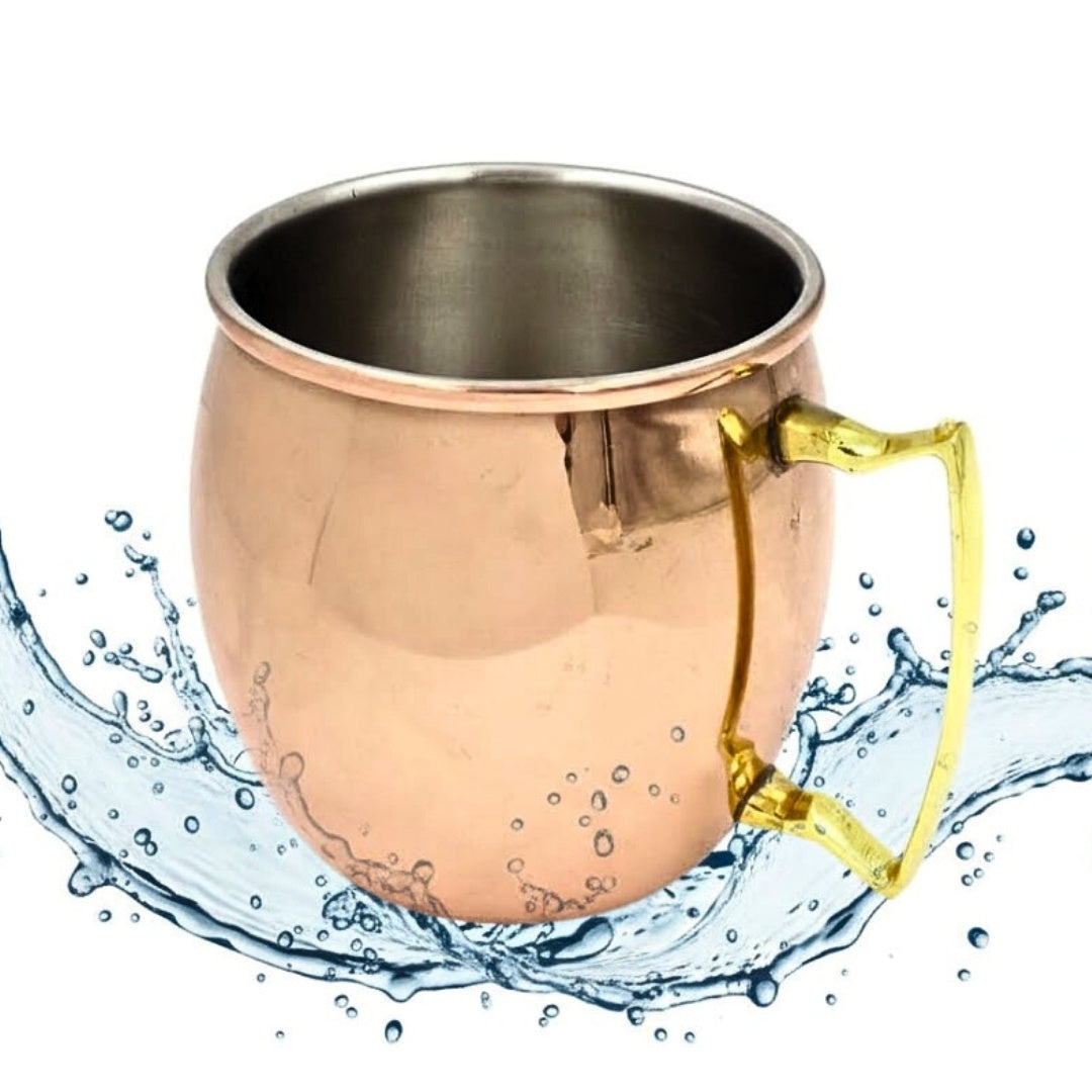 Caneca de Cobre em Aço Inoxidável 304 500ml com Possibilidade de Personalização por Gravação - Ideal para Presente - Altura 13,5 cm, Cor Cobre, Modelo MM7012