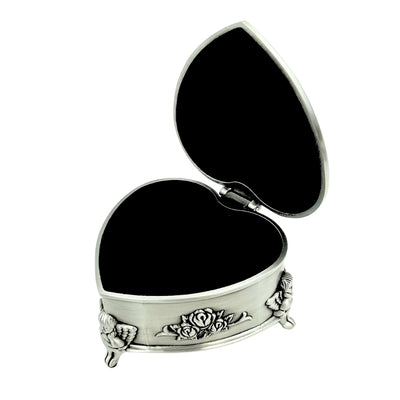 Caixa metálica em forma de coração com possibilidade de personalização por gravação – presente elegante para Dia dos Namorados, aniversário ou aniversário, decorada com motivo de rosa, dimensões 8,7 x 8,4 x 5,1 cm
