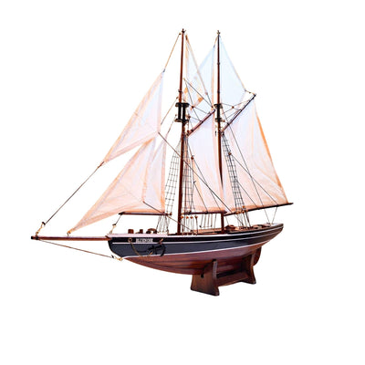 Modelo de Escuna Bluenose 78 cm com Gravação - Decoração Marítima Elegante em Madeira para Presente para Amantes da Vela e História Marítima com Velas Naturais