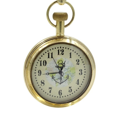 Relógio Marinheiro de Latão para Secretária NC2126 com Possibilidade de Gravação, 12 cm de Altura, Ideal para Presente para Amante da Navegação com Motivo de Âncora e Veleiro