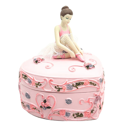 Caixa de Música Bailarina Coração Lago dos Cisnes com Possibilidade de Gravação Personalizada, Rosa, 12,5 cm, Presente Ideal para Aniversário ou Aniversário de Casamento