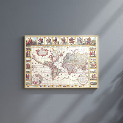 Mapa-múndi Piscator 1652 com possibilidade de personalização por gravação