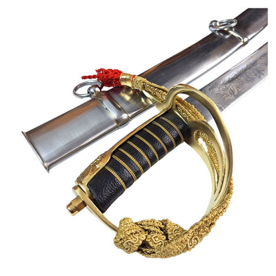 Réplica de sabre de cavalaria «Radziwiłłówka» de 1917 com a inscrição «Honra e Pátria» - gravação personalizada, presente elegante, aço não temperado, comprimento de 91 cm
