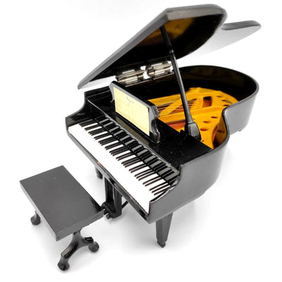 Mini piano com possibilidade de personalização por gravação, preto, feito à mão em balsa, escala 1:10, ideal para presente para pianistas e amantes de música, altura 8 cm