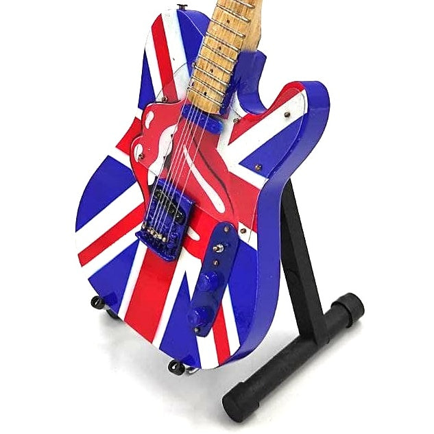 Mini guitarra colecionável Rolling Stones UK&Tongue MGT-2301B em madeira de mogno, possibilidade de gravação personalizada, presente ideal para qualquer ocasião, altura 27,5 cm