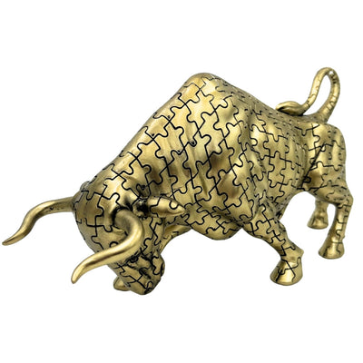 Estatueta decorativa de Touro dourado com possibilidade de gravação - Símbolo elegante de força e riqueza, 33,3 cm, poliéster