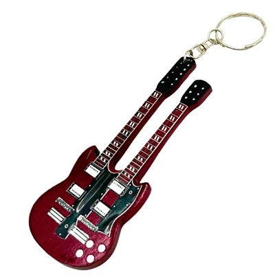 Breloczek Gitara Led Zeppelin - Jimmy Page - Personalizowany Grawer - Czerwony Mahoniowy - Idealny Prezent dla Gitarzysty i Fana Rocka - Wymiary 6 x 11 x 0,5 cm