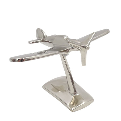 Modelo de avião monomotor N-0896 em alumínio cor prata, 17x14x11 cm