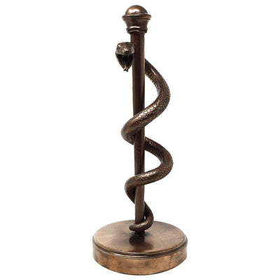 Estatueta Bastão de Asclépio 30 cm em Resina - Presente Personalizado para Médico, Enfermeiro ou Farmacêutico - Decoração em Bronze/Latão com Gravação