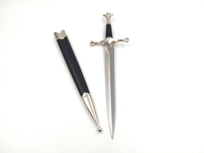 Réplica de adaga medieval de cavaleiro com 35 cm, em aço inoxidável, com bainha decorativa