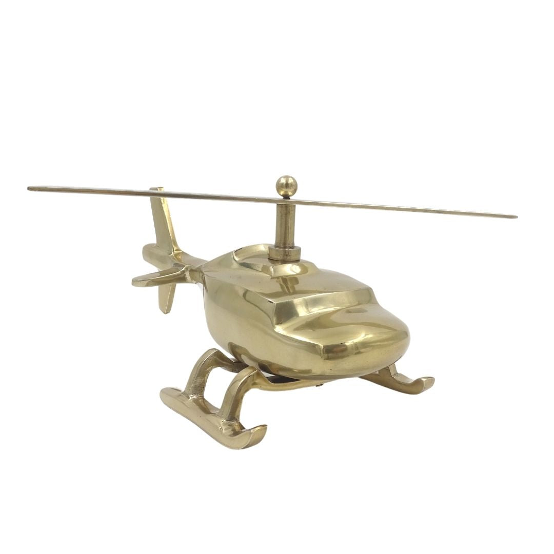 Modelo metálico de helicóptero com possibilidade de gravação personalizada – dourado, 32 cm