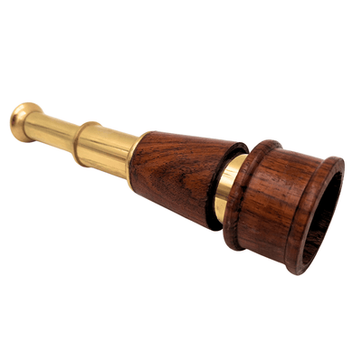 Luneta Retro em Latão e Madeira HT021 com Possibilidade de Gravação – Decoração Elegante para Presente em Estilo Vintage, Marinheiro, Comprimento 18 cm