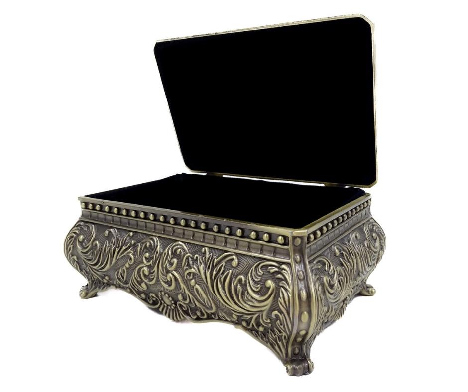 Caixa metálica decorativa elegante com gravação