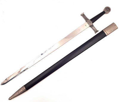 Espada de Cavaleiro em aço de 84 cm com bainha - Réplica SW-114 com possibilidade de personalização por gravação