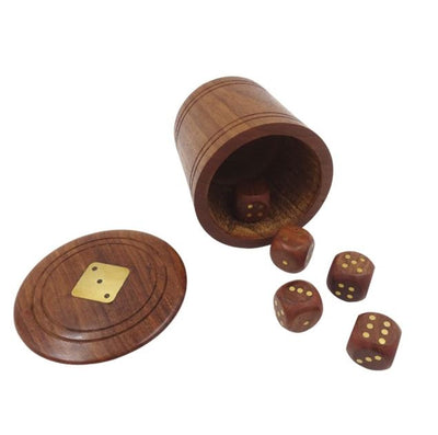 Dados de madeira para jogo em barril com gravação – Presente personalizado em acácia, altura 7 cm, diâmetro 8 cm, para maiores de 14 anos