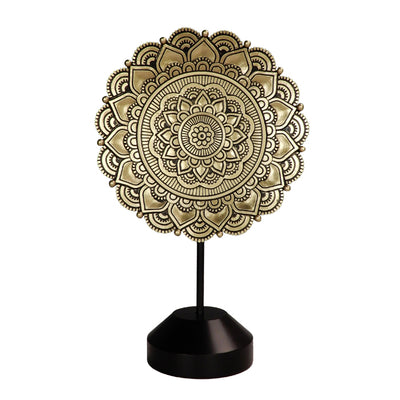 Estatueta Mandala Oval de 35 cm - decoração budista dourada com possibilidade de personalização por gravação