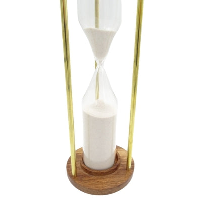 Ampulheta de latão e madeira, 30 min, personalizável com gravação — um presente elegante para qualquer ocasião, 30,5 cm de altura, areia branca, materiais clássicos