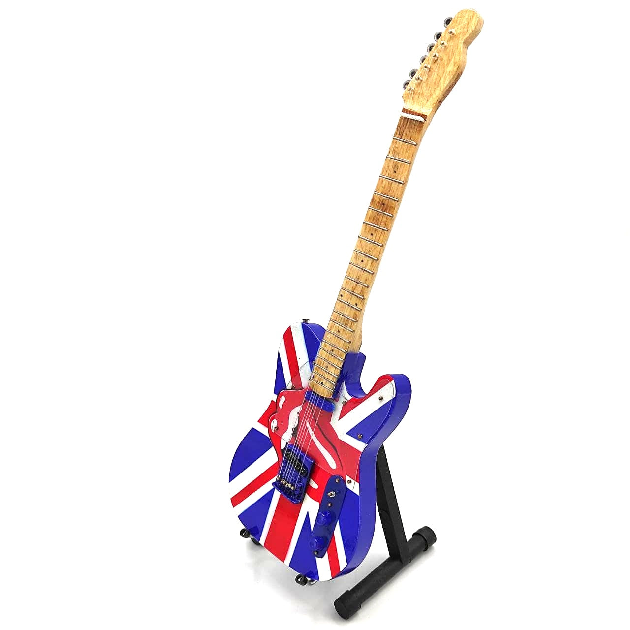 Mini guitarra colecionável Rolling Stones UK&Tongue MGT-2301B em madeira de mogno, possibilidade de gravação personalizada, presente ideal para qualquer ocasião, altura 27,5 cm