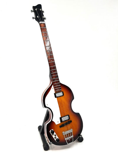Mini guitarra baixo estilo Paul McCartney, MGT-2028, mogno, possibilidade de personalização por gravação, ideal para presente, altura 27,5 cm