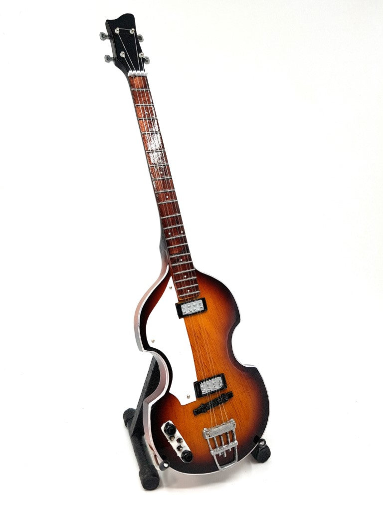 Mini guitarra baixo estilo Paul McCartney, MGT-2028, mogno, possibilidade de personalização por gravação, ideal para presente, altura 27,5 cm