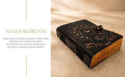Caderno Olho Cósmico com Gravação - Caderno de Couro Retro com 200 Páginas de Papel Amarelo de Couro de Cabra