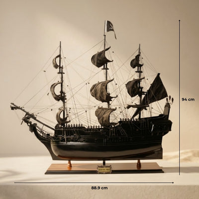 Modelo de Navio Pirata Pérola Negra BP80R com Possibilidade de Personalização por Gravação, comprimento 89 cm, presente exclusivo para qualquer ocasião, artesanato artístico, base em madeira
