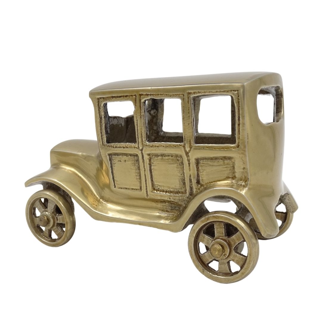 Modelo de Carro Retro BMW Dixi em Metal na Cor Latão Antigo com Possibilidade de Personalização por Gravação