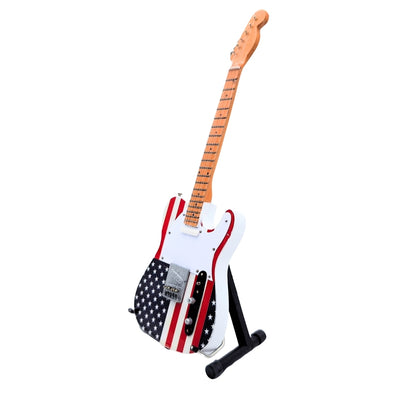 Mini guitarra colecionável MGT-2639 ao estilo Bruce Springsteen com possibilidade de personalização por gravação, feita à mão em mogno, presente ideal para fã de música, altura 27,5 cm